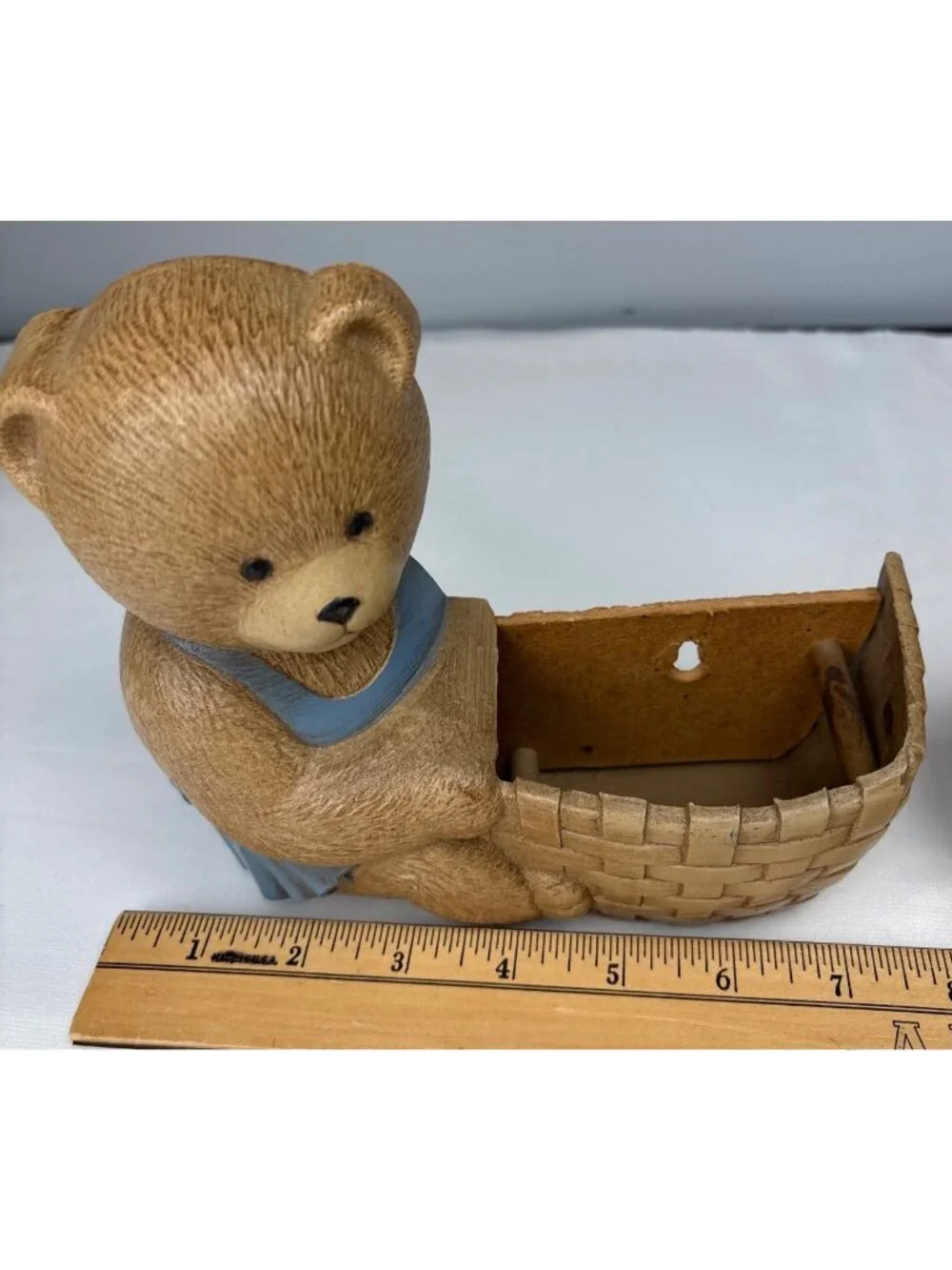 Burwood Bear Wall Planters Pair Blue Overalls Cute Rustic Décor USA Made